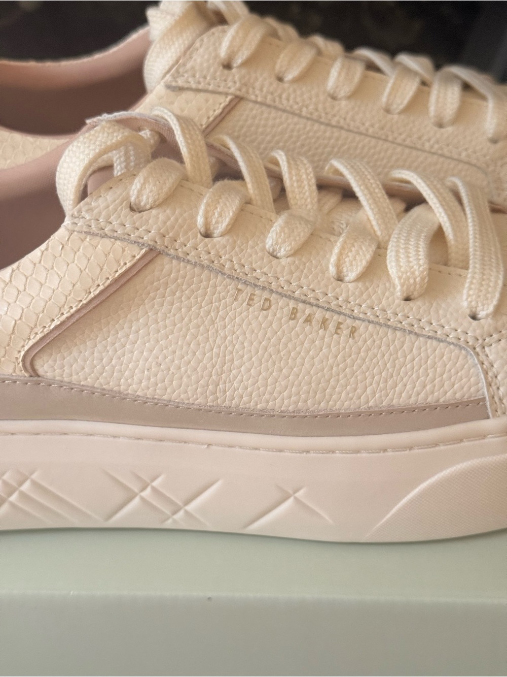 Ted Baker Cream and Gold Low-Top Sneakers